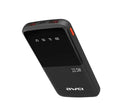 Awei P10K 10000mAh portable power bank in black, showing the digital LED battery display, dual USB-A output ports, and Type-C 22.5W fast charging port.