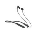 Black Foneng BL34 wireless bluetooth neckband earphone featuring 45-degree ergonomic magnetic earbuds and flexible collar band with volume control buttons.