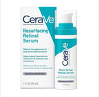 A 30ml pump bottle of CeraVe Resurfacing Retinol Serum with ceramides and niacinamide for post-acne marks, sitting on a clean white background.