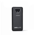 Black Jiayou Thunder 8 20000mAh power bank featuring a glossy smart LED digital battery display and multiple USB-A, Type-C, and Lightning charging ports.