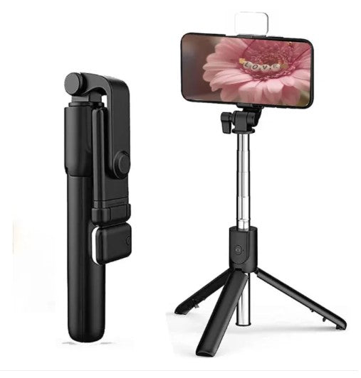 R1s Adjustable 4 in 1 Multifunctional Monopod Selfie Stick & Tripod with LED Selfie Light & Wireless Bluetooth Remote Control