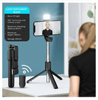 R1s Adjustable 4 in 1 Multifunctional Monopod Selfie Stick & Tripod with LED Selfie Light & Wireless Bluetooth Remote Control