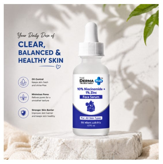 The Derma Plus 10 percent Niacinamide plus 1 percent Zinc Face Serum – 30 ml