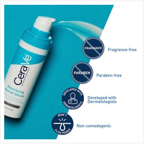 CeraVe Resurfacing Retinol Serum with Encapsulated Retinol for Post-Acne Marks (30ml)