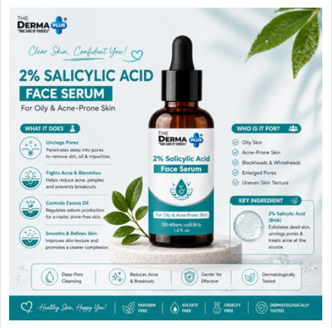 Derma Plus 2% Salicylic Acid Face Serum for Oily & Acne-Prone Skin (30ml)