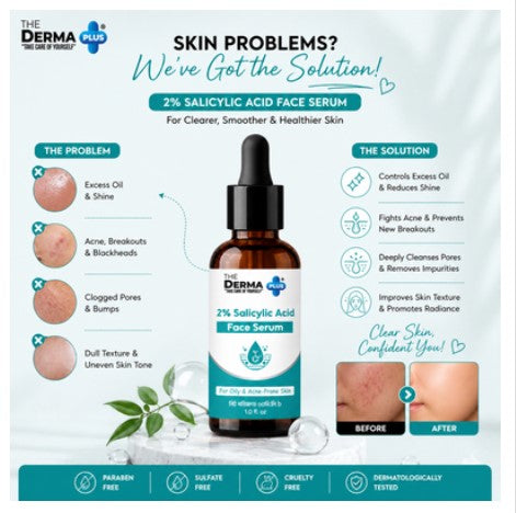 Derma Plus 2% Salicylic Acid Face Serum for Oily & Acne-Prone Skin (30ml)