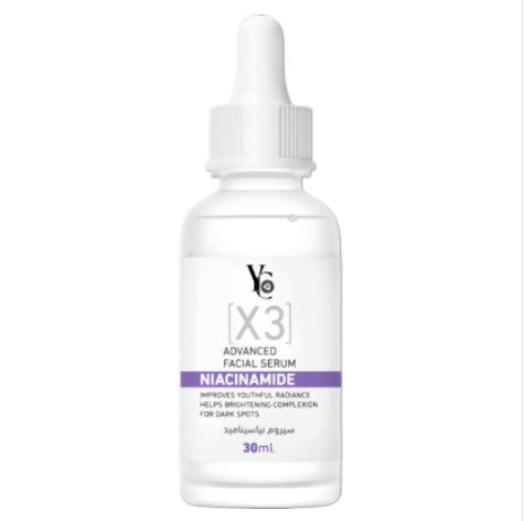 A 30ml glass dropper bottle of YC X3 Niacinamide Advanced Facial Serum for oil control and dark spot reduction, displayed on a clean white background.